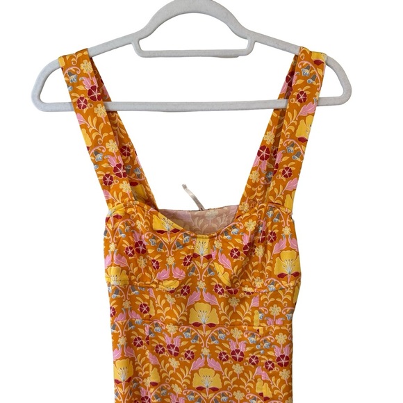 Free People Yellow Floral Sasha Mini Dress Size XS Boho Cottagecore Festival - Picture 8 of 14